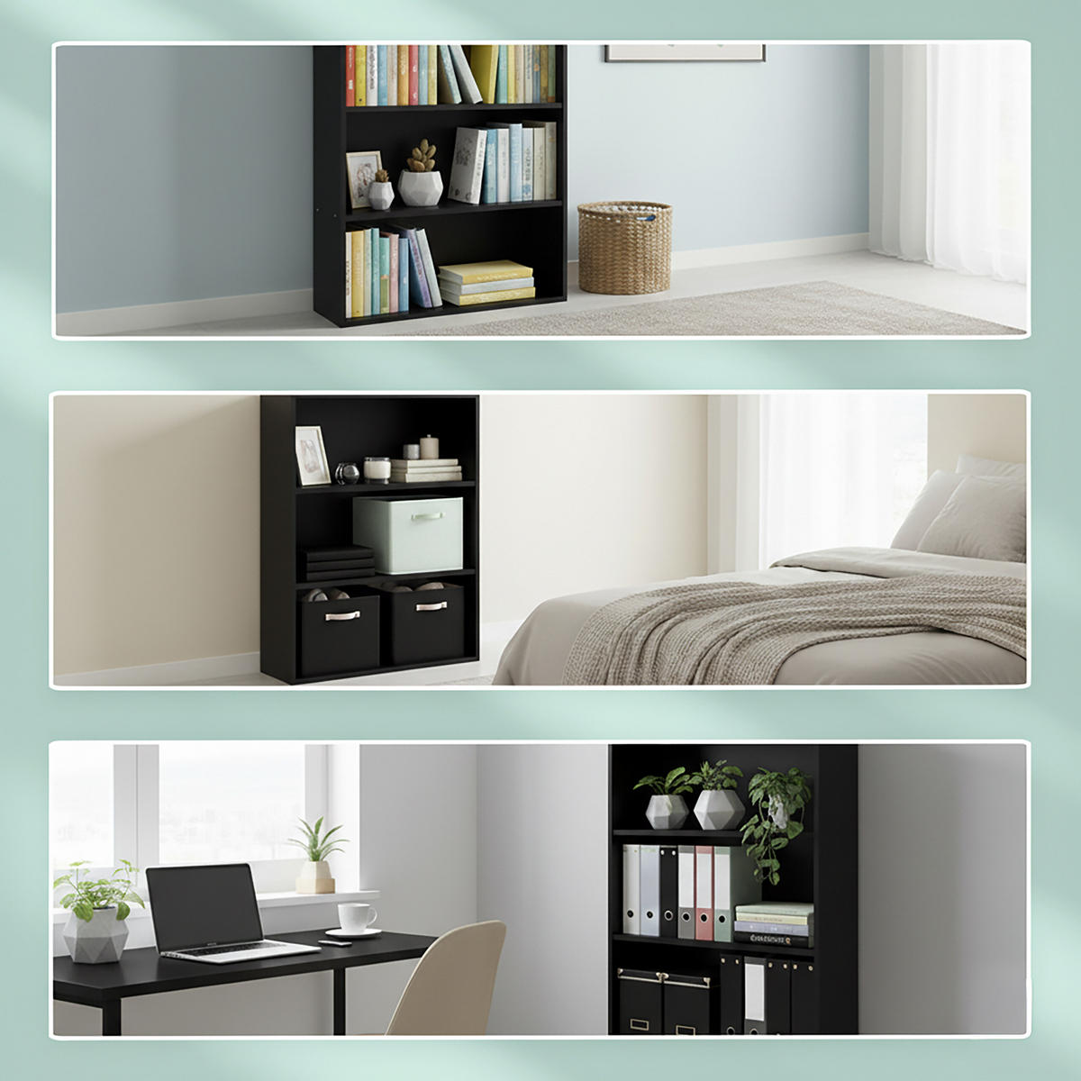 BÜCHERREGAL - Schwarz, Holzwerkstoff (60/178.5/24cm) - Relaxdays