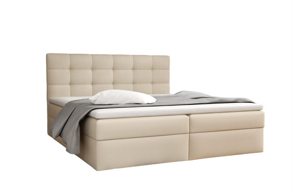 BOXBETT Doriano In Kunstleder Soft - Beige, Holzwerkstoff/Textil (120/200cm) - Fun Möbel