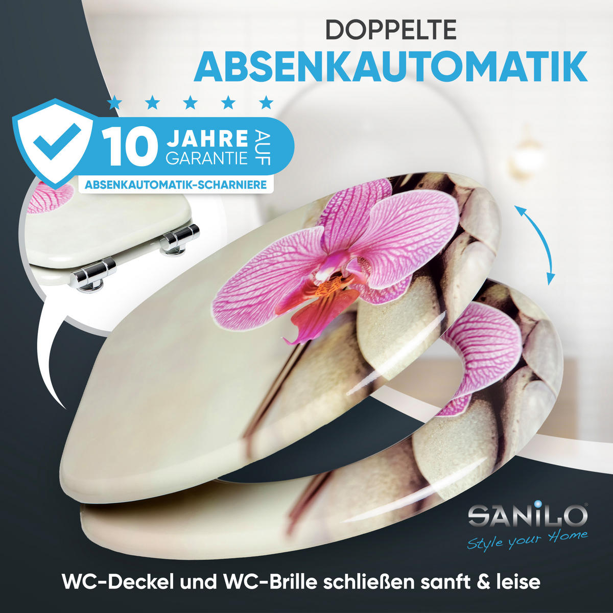 WC-SITZ mit Absenkautomatik Wellness - Violett, Holzwerkstoff (38/6/47cm) - Sanilo