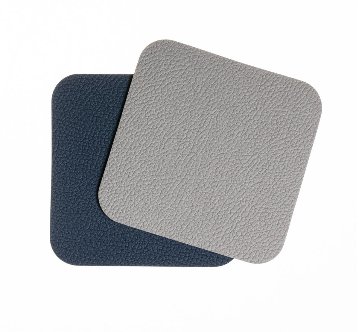 UNTERSETZER - Veganes Leder - Grau / Blau - doppelseitig - 10 x 10 cm - 6 Stück - Blau, Kunststoff (10/10cm) - Cookinglife