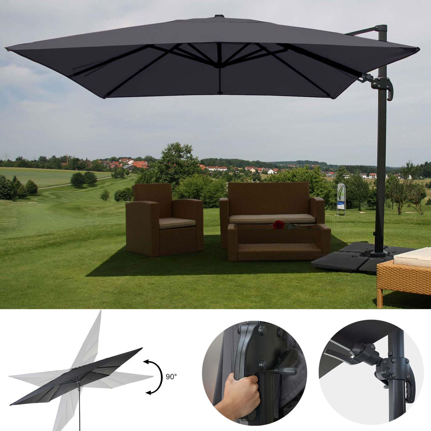 Thumbnail - MCW Ampelschirm, Anthrazit, Textil, 400x360 cm, Sonnenschutz, Sonnenschirme