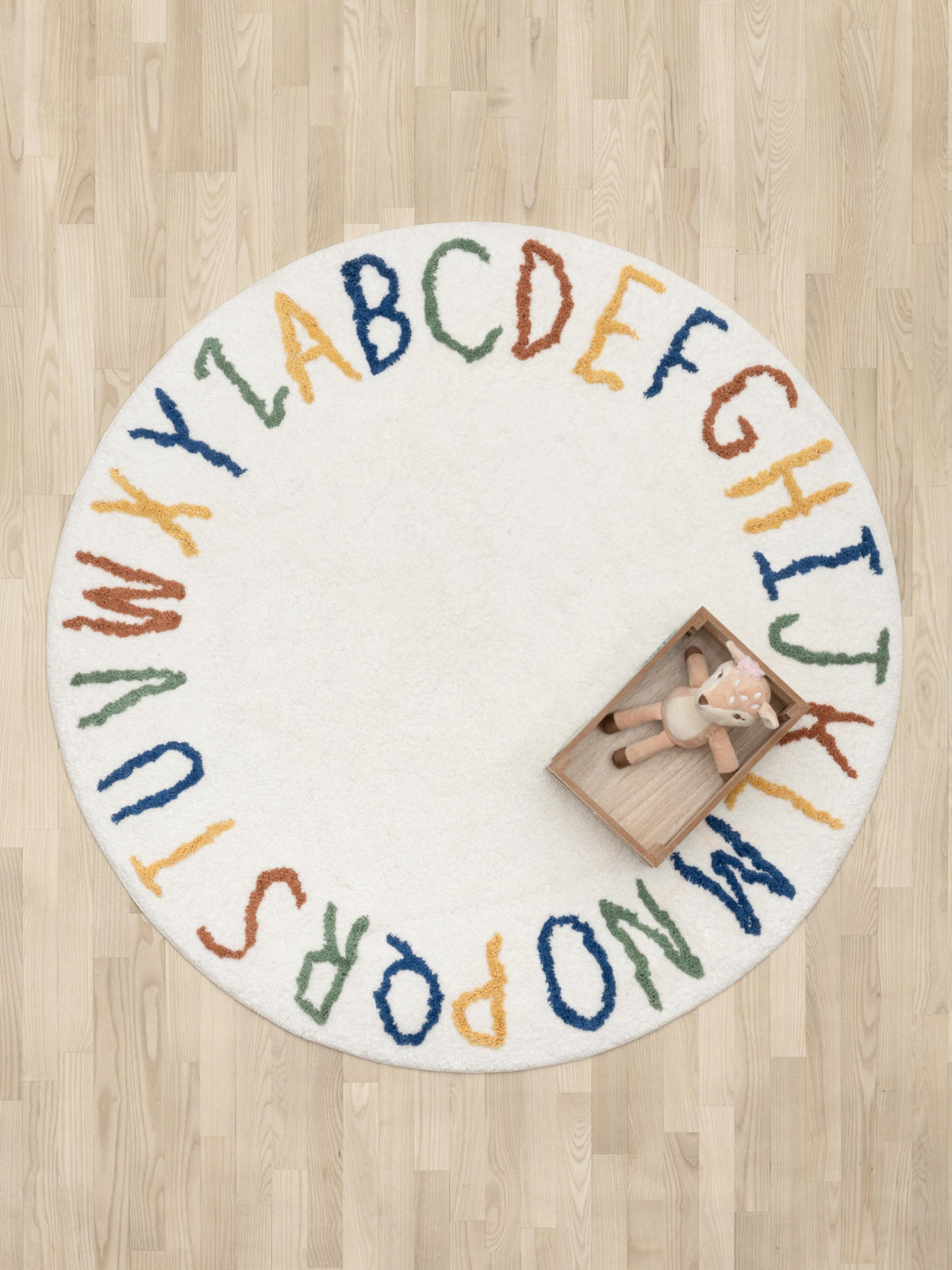 BAUMWOLLTEPPICH Buchstaben Ø 120 cm - Multicolor, Naturmaterialien (120/120cm)