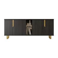 SIDEBOARD ORION 165/205 cm in Rosenholzoptik mit Marmoroptik - Goldfarben/Schwarz, Holzwerkstoff/Metall (205/83/49cm) - Interdesign24