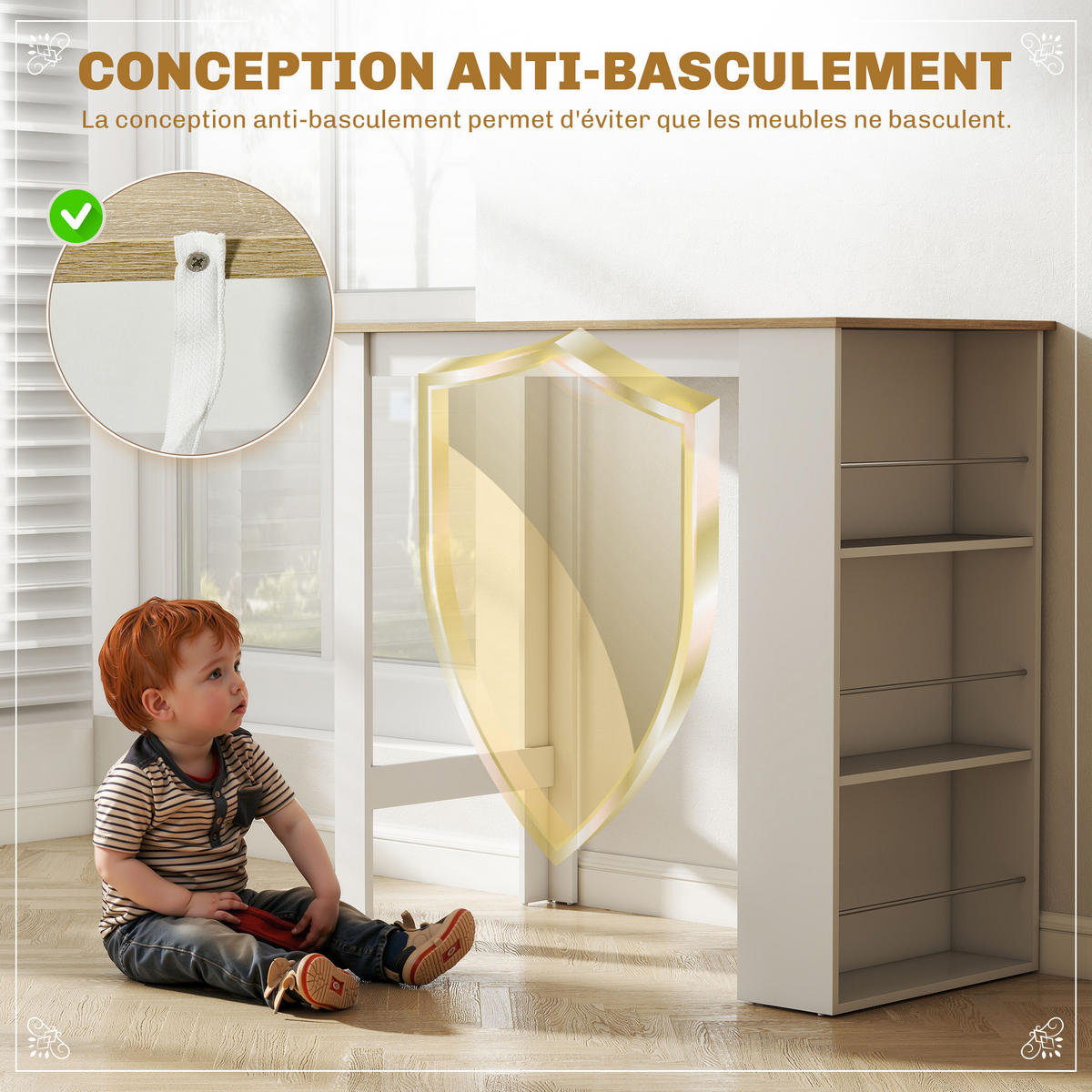 BARTISCH DE-14699 3 Ablagen mit Seitenschienen Eiche hell/Weiß - Weiß, Holzwerkstoff (112/57/106cm) - ComfortXL