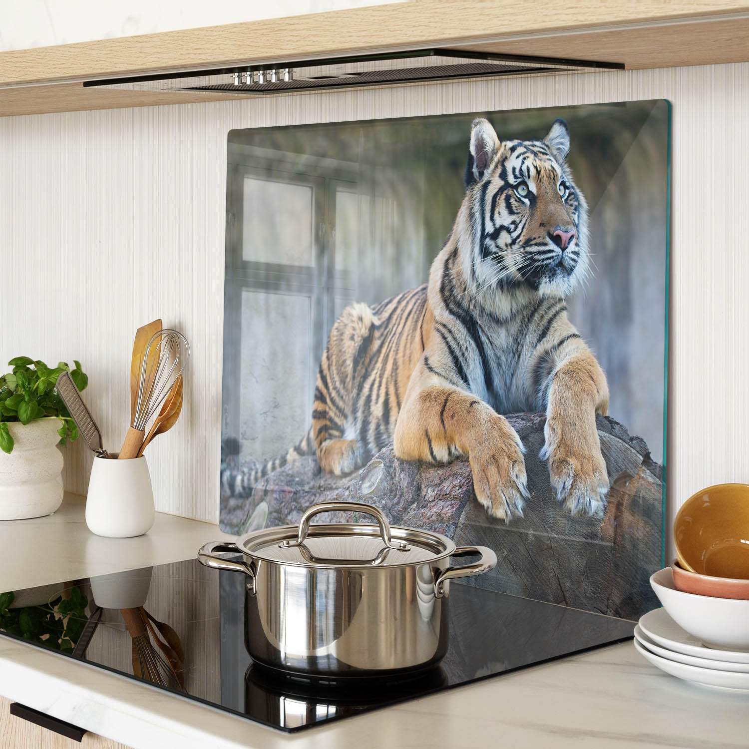 GLASPLATTE 60x52 cm Tiger - Grau, Glas (60/0.4/52cm) - TULUP
