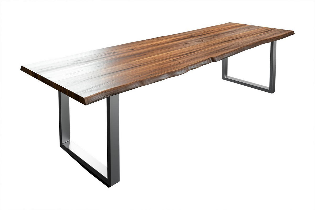 ESSTISCH LIAM - Silberfarben/Braun, Holz/Metall (100/240/74cm) - SAM