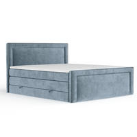 BOXSPRINGBETT Luxora Blau Grau 180/200 cm - Blaugrau/Schwarz, Holz/Holzwerkstoff (180/200cm) - Maison de Reve
