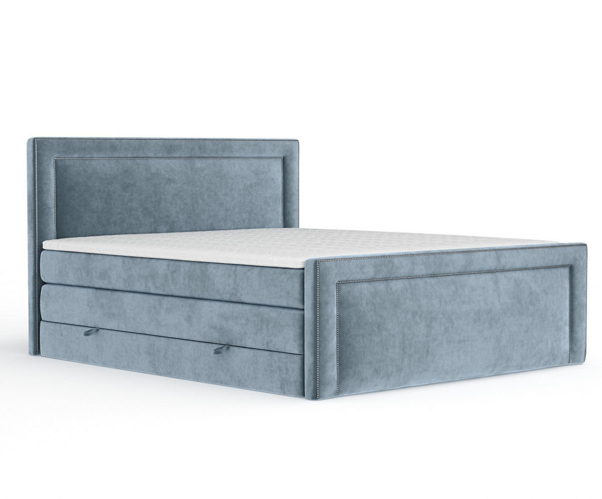 BOXSPRINGBETT Luxora Blau Grau 180/200 cm - Blaugrau/Schwarz, Holz/Holzwerkstoff (180/200cm) - Maison de Reve