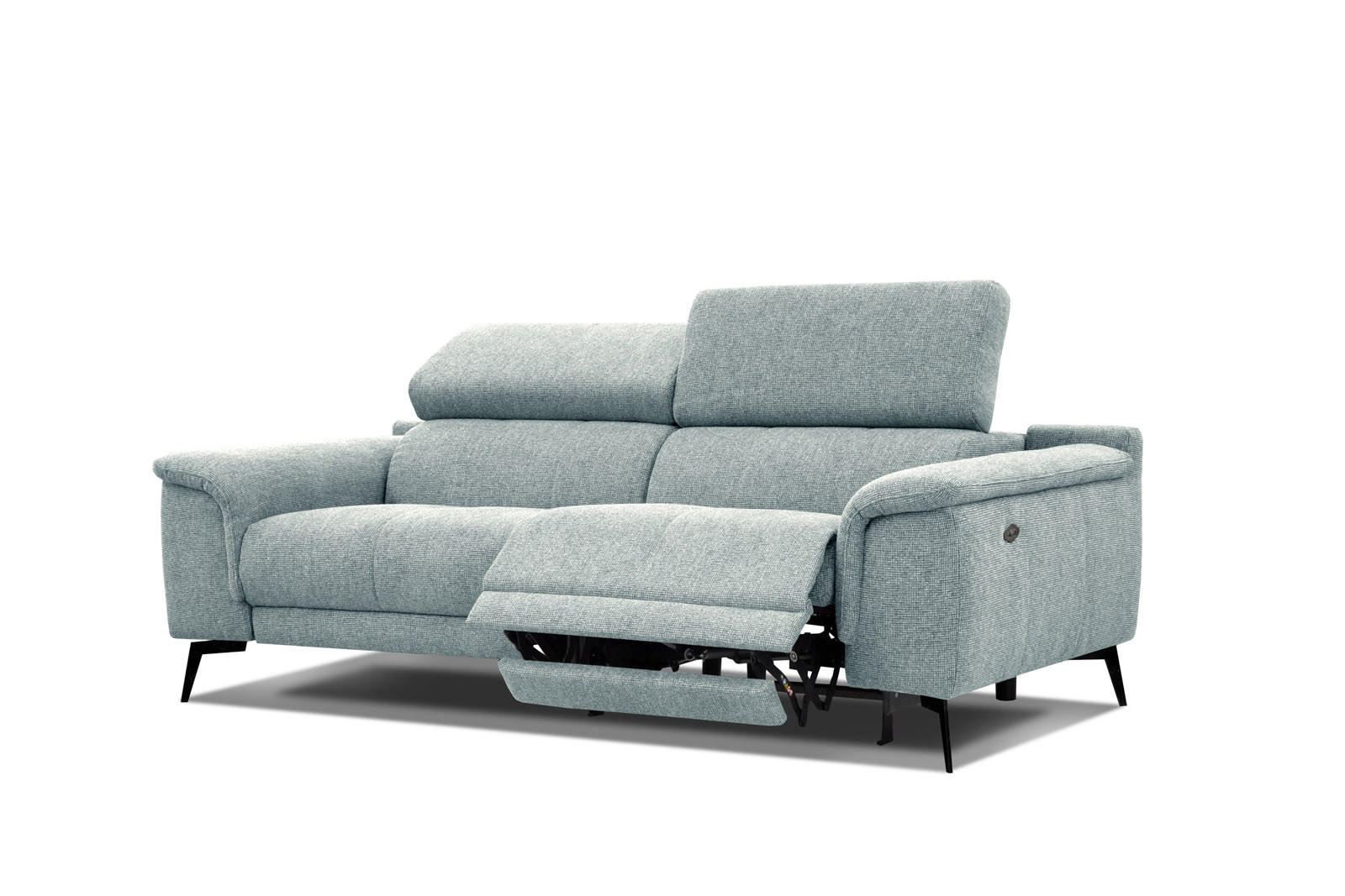 RELAXSOFA FIERO 3-Sitzer mit 1 Relaxfunktion, mintgrün - Schwarz/Mintgrün, Holzwerkstoff/Textil (212/82/103cm) - Courtois Laville