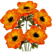 KUNSTBLUMEN 5er Set Anemonen Orange 53 cm - Orange, Kunststoff (53cm)