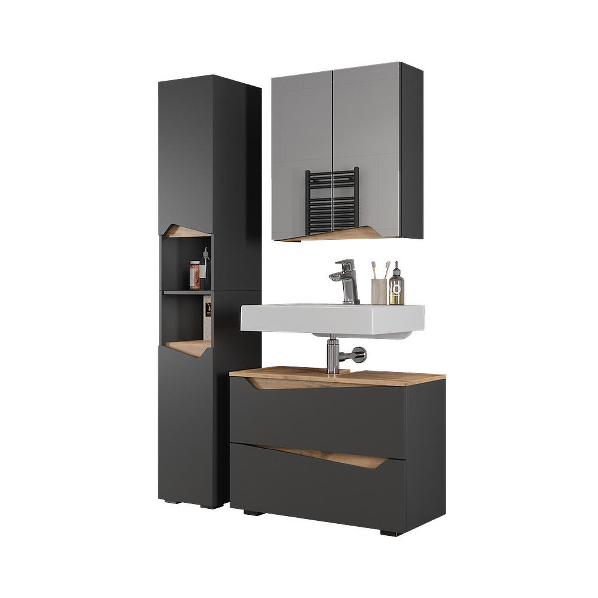 KOUPELNOVÝ NÁBYTEK Marelle Antracit/Artisan - antracitová/dub artisan, kompozitní dřevo (30/180/35cm) - Vicco