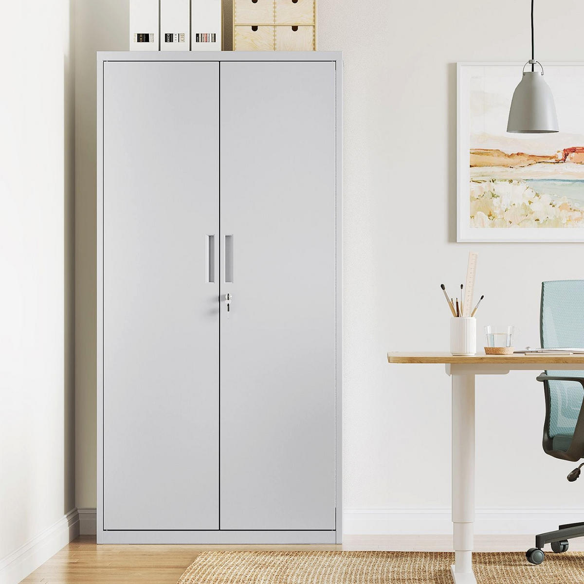 AKTENSCHRANK - Grau, Metall (40/180/80cm) - Hansiro
