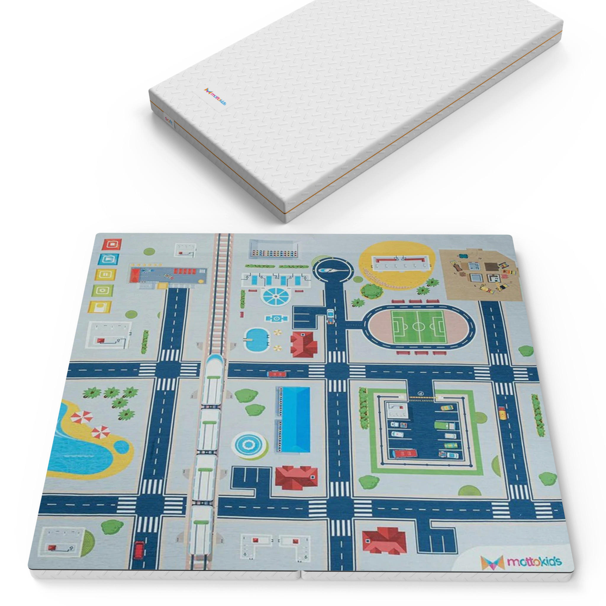 SPIELTEPPICH & Kindermatratze 2in1 Spiel und Schlafmatte Junge - Multicolor, Textil (130/140cm) - Gowoll