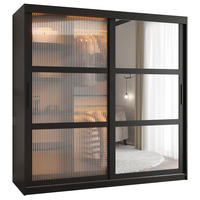 SCHWEBETÜRENSCHRANK 200/180/62 2-türig - Schwarz, Holz/Kunststoff (180/200/62cm) - Abiks Möbel
