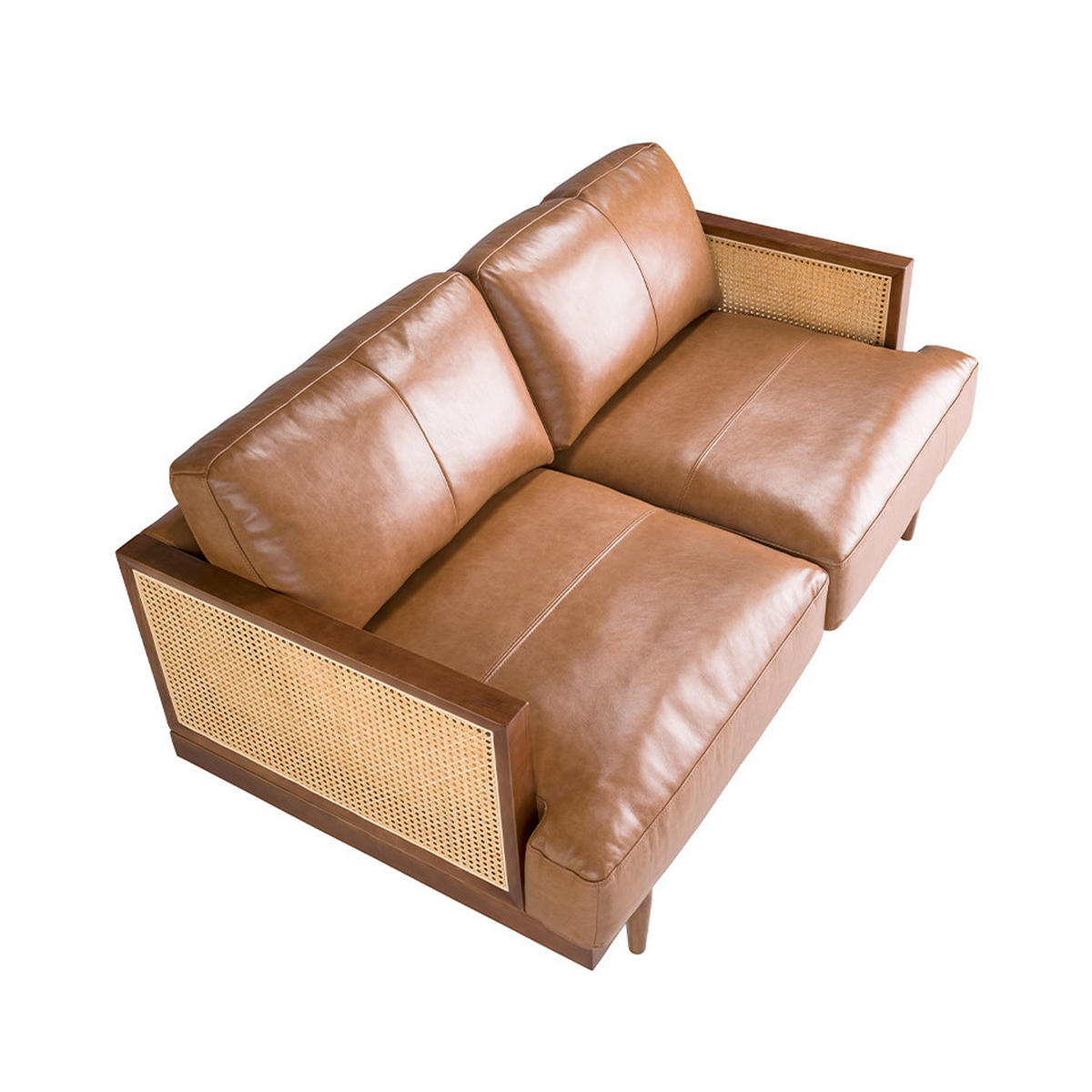 SOFA 2-Sitzer-Sofa aus braunem Leder 164/96/83 cm - Walnussfarben/Braun, Leder (164/83/96cm) - ANGEL CERDA