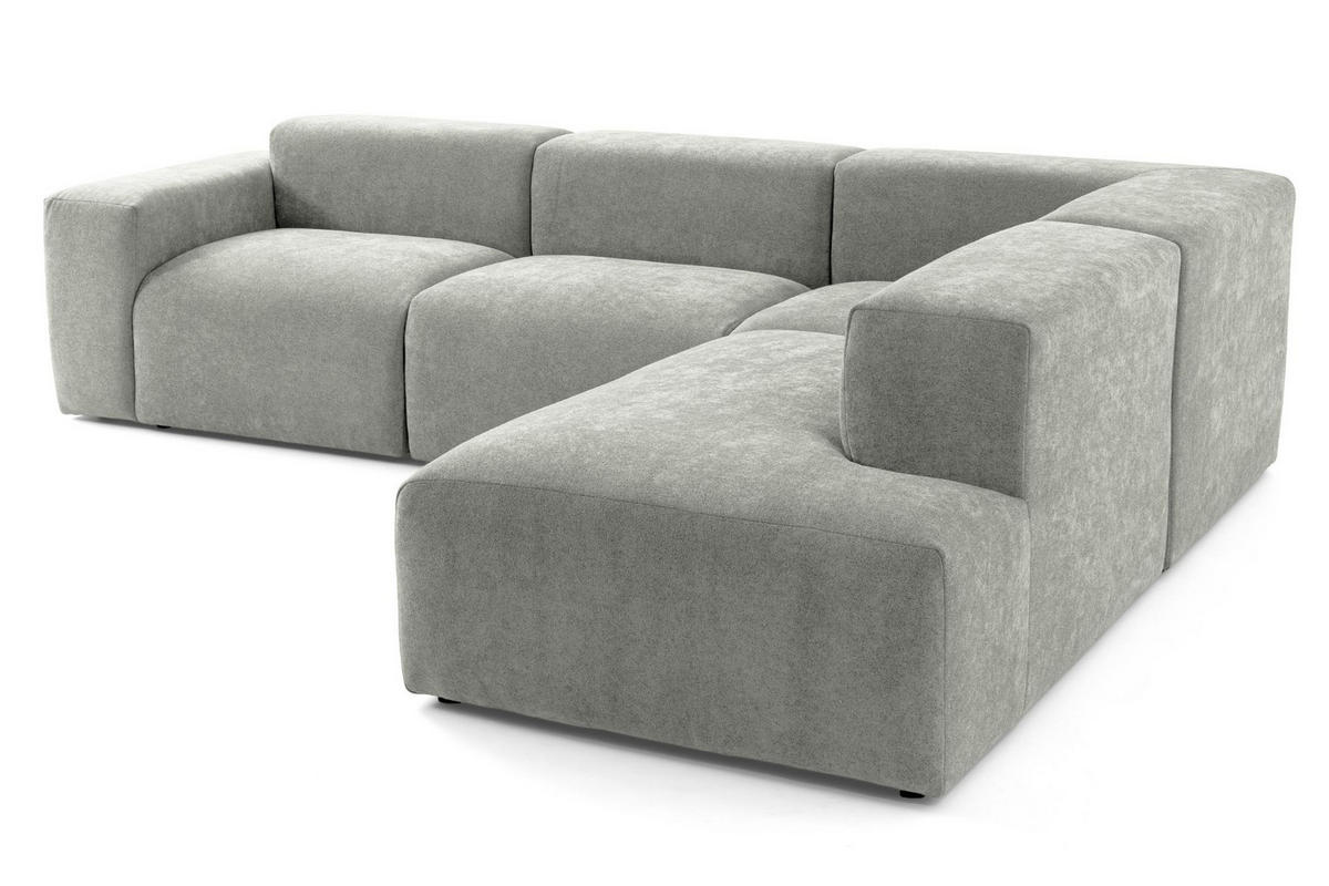 4-SITZER modulares Ecksofa HEAVEN SET 2 Rechts, Breite 300 cm Webstoff Grau - Schwarz/Grau, Holz/Kunststoff (245/300cm) - Muffo