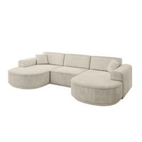 WOHNLANDSCHAFT MARI-U1-v3 - 303x171x83 cm Ecru Velours - Ecru/Schwarz, Holzwerkstoff/Kunststoff (303/83/171cm) - ALTDECOR