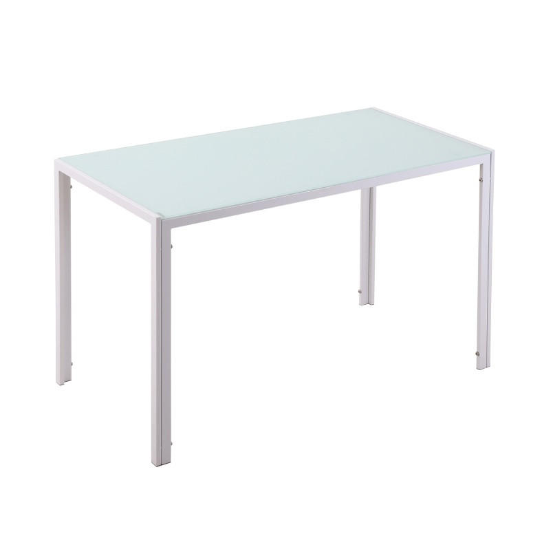 Redom JÍDELNÍ stůl 120/60/75 cm z tvrzeného skla s kovovým rámem, moderní design, Bílá