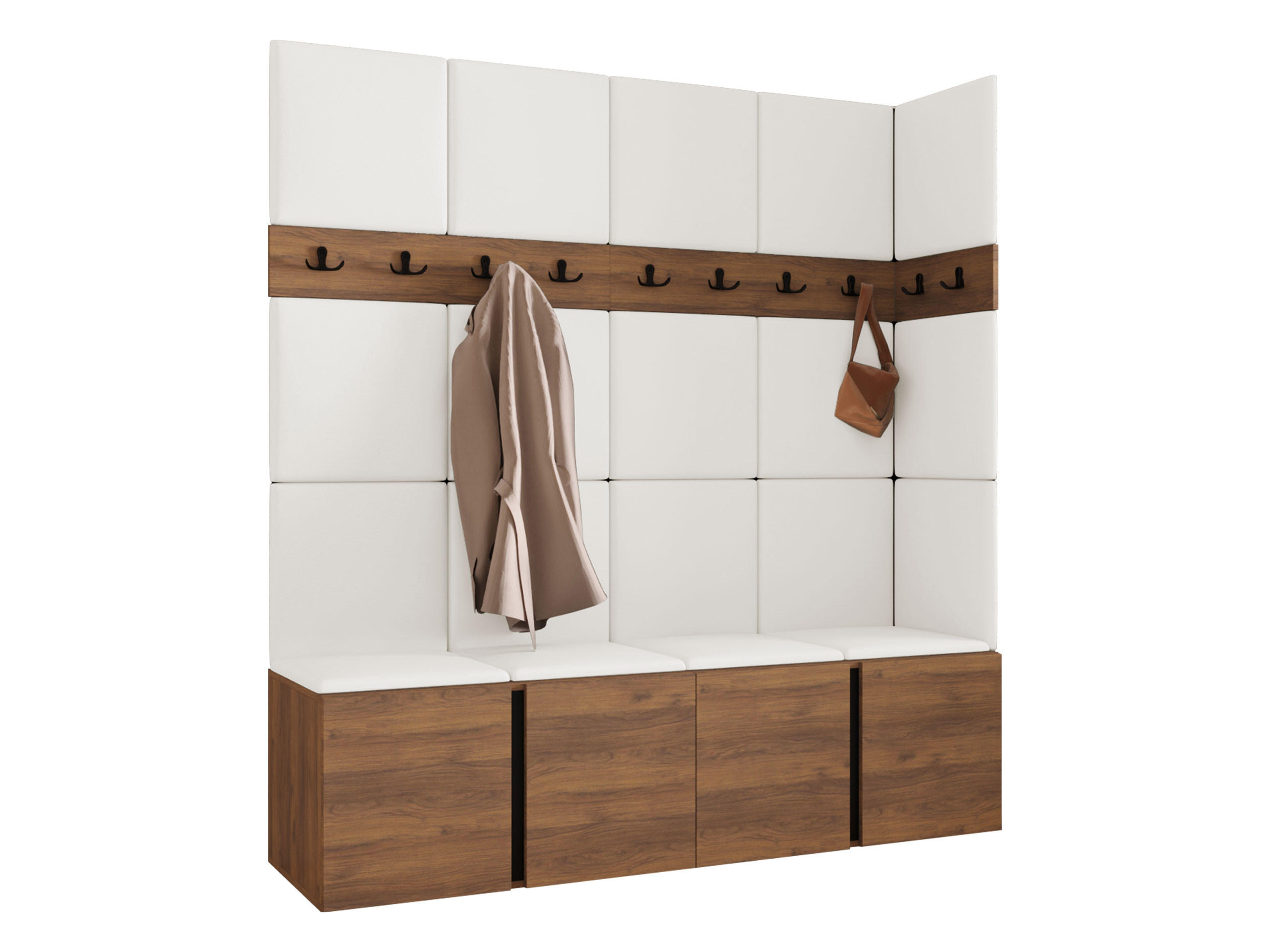 MOBILIER PENTRU HOL Orion II - alb/culoare lemn de nuc, material plastic/compozit lemnos (168/186/46cm) - MIRJAN24