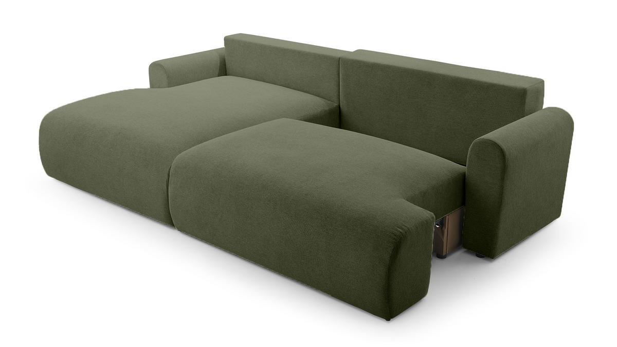 ECKSOFA mit Schlaffunktion Bordon, Dunkelgrün - Dunkelgrün, Textil (150/260cm) - Fedve