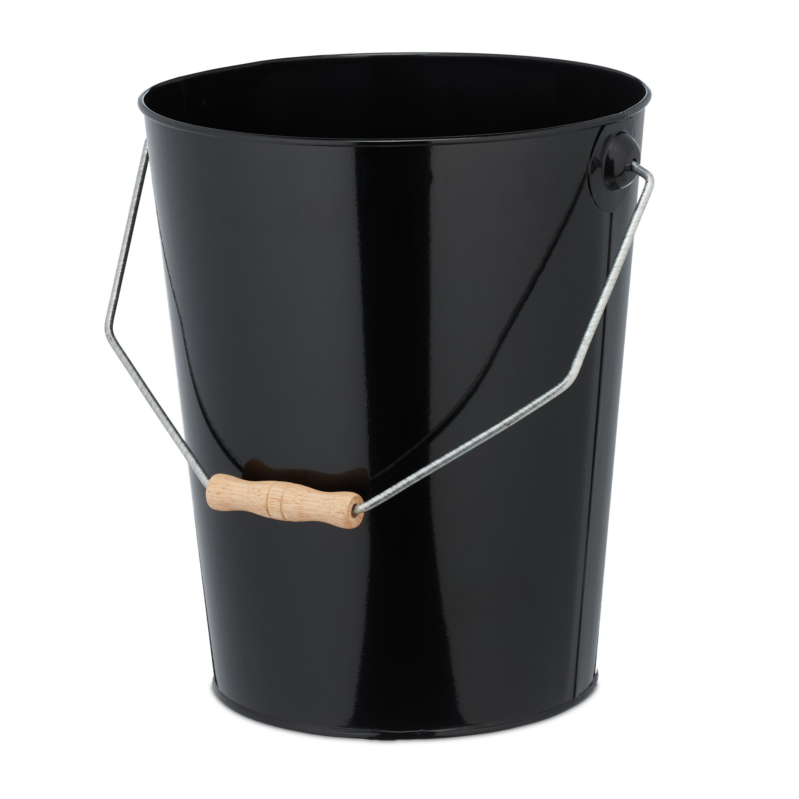 KOHLENEIMER - Schwarz, Holz/Metall (28/31.5/38cm) - Relaxdays