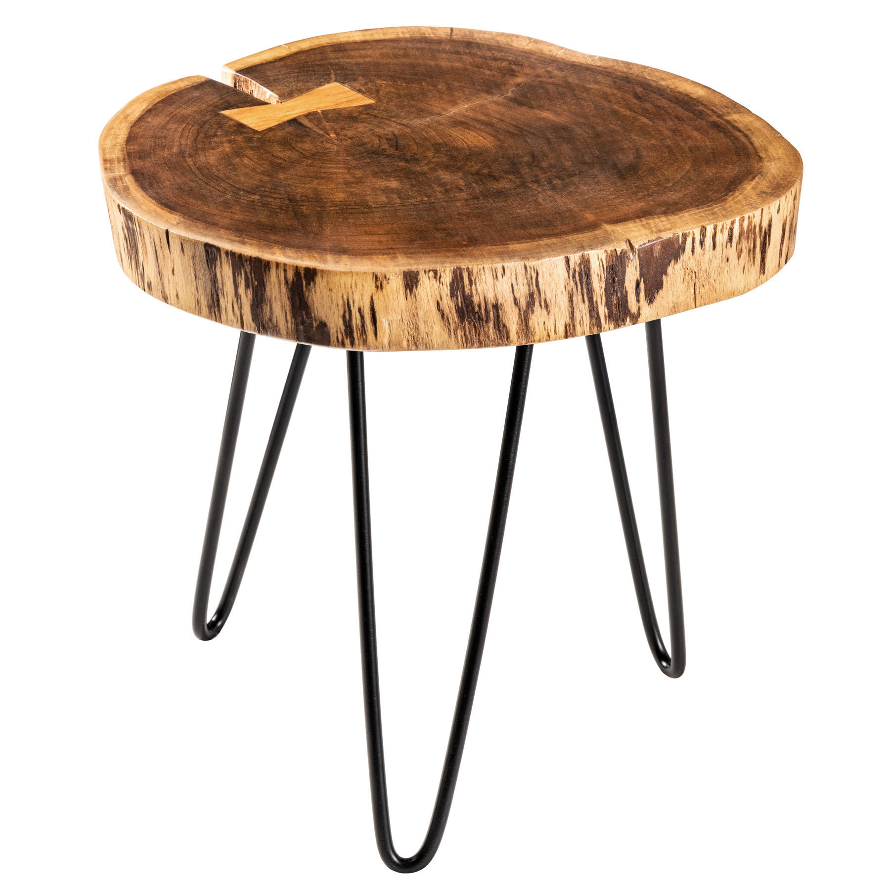 BEISTELLTISCH GOA Akazie Natur 40cm - Schwarz/Braun, Holz/Metall (40/40/40cm) - riess-ambiente