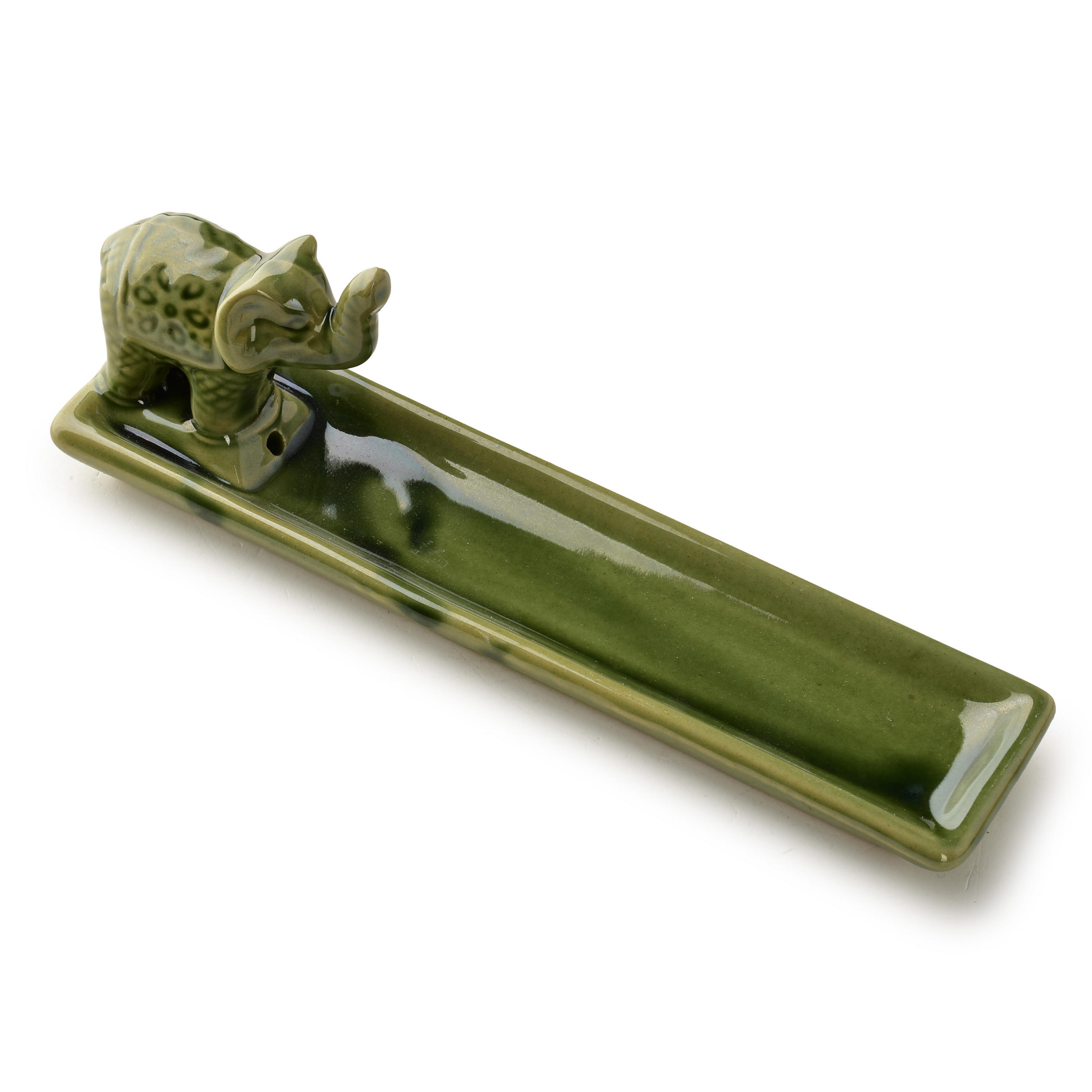 RÄUCHERSTÄBCHENHALTER Elefant 1-tlg Grün 20x5x7cm Keramik - Grün, Keramik (7/5.5/21cm) - Mondex