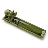 RÄUCHERSTÄBCHENHALTER Elefant 1-tlg Grün 20x5x7cm Keramik - Grün, Keramik (7/5.5/21cm) - Mondex