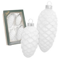 CHRISTBAUMSCHMUCK Tannenzapfen Weiß 10cm (Glas / 4 Stk.) - Weiß, Glas (4/10/4cm) - Krebs Glas Lauscha