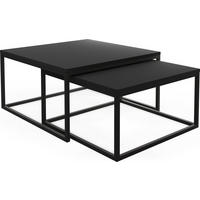 COUCHTISCHE Vella 2er-Set quadratisch, Schwarz 76/76/39cm + 66/66/34 cm - Schwarz, Holzwerkstoff/Metall (76/76/39cm) - WFL GROUP