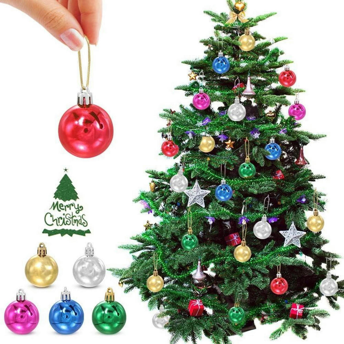 WEIHNACHTSKUGELN 36 Stück Set Kunststoff 4 cm Bunt - Multicolor, Kunststoff (4/4/4cm)