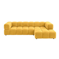 ECKSOFA L-Form, Veloursstoff Bluvel, Golden, Rechts, Averro XL - Goldfarben, Holz (320/150cm) - Kaiser Möbel