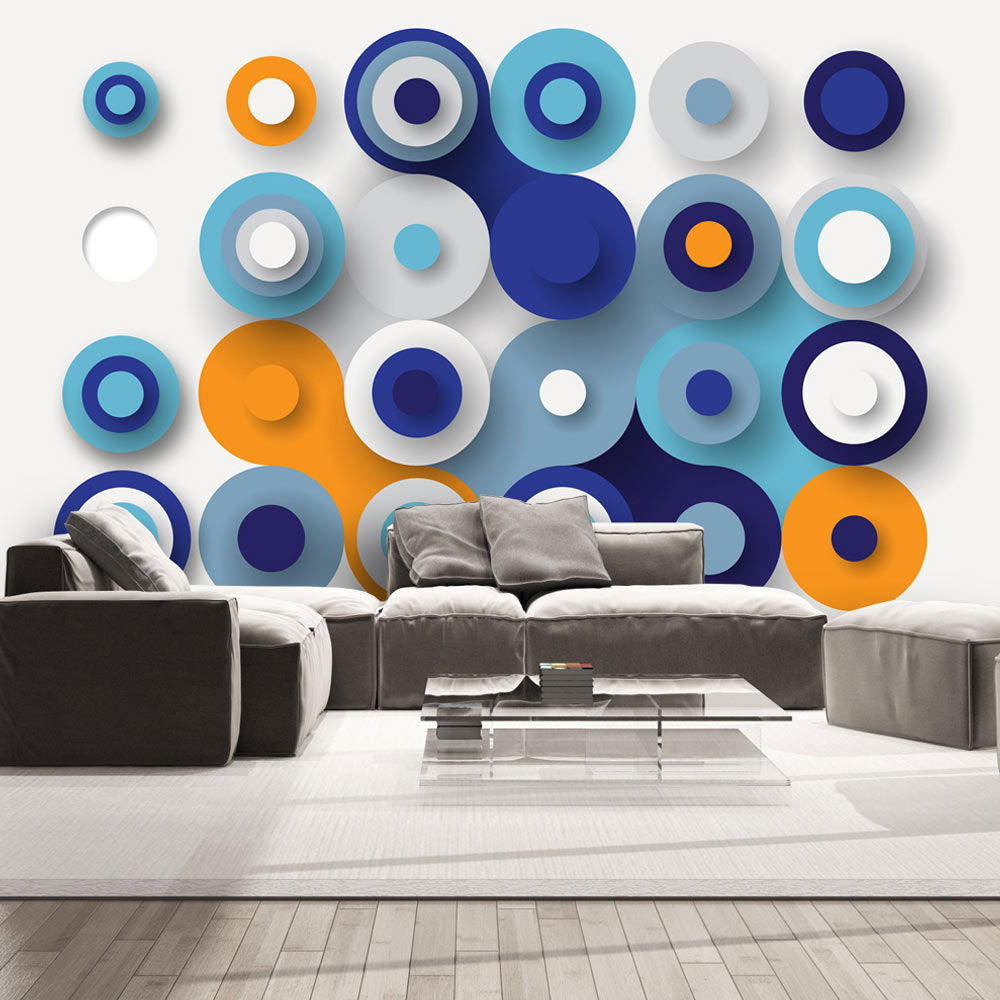 VLIESTAPETE Orange 300/210 cm - Blau/Orange, Textil (300/1cm) - KUNSTLOFT