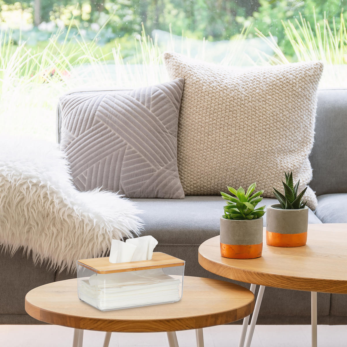 TÜCHERBOX - Multicolor, Holz/Kunststoff (13/23.5/10cm) - Relaxdays