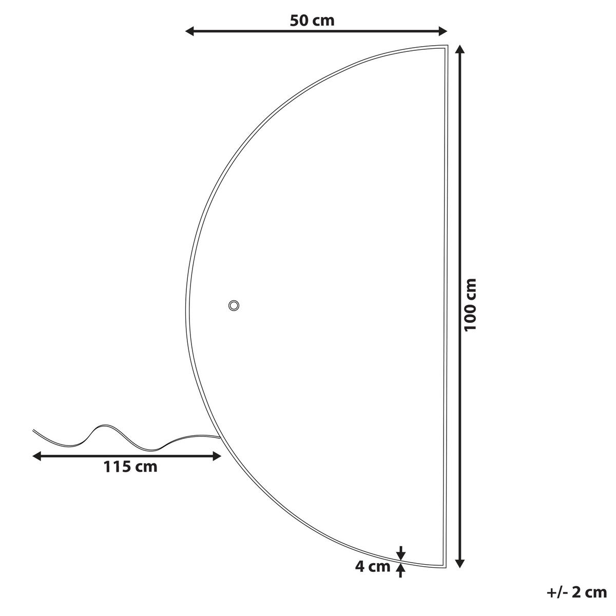 BADSPIEGEL mit LED-Beleuchtung halbrund 50/100 cm Loue - Silberfarben, Glas (50/100/4cm) - Beliani