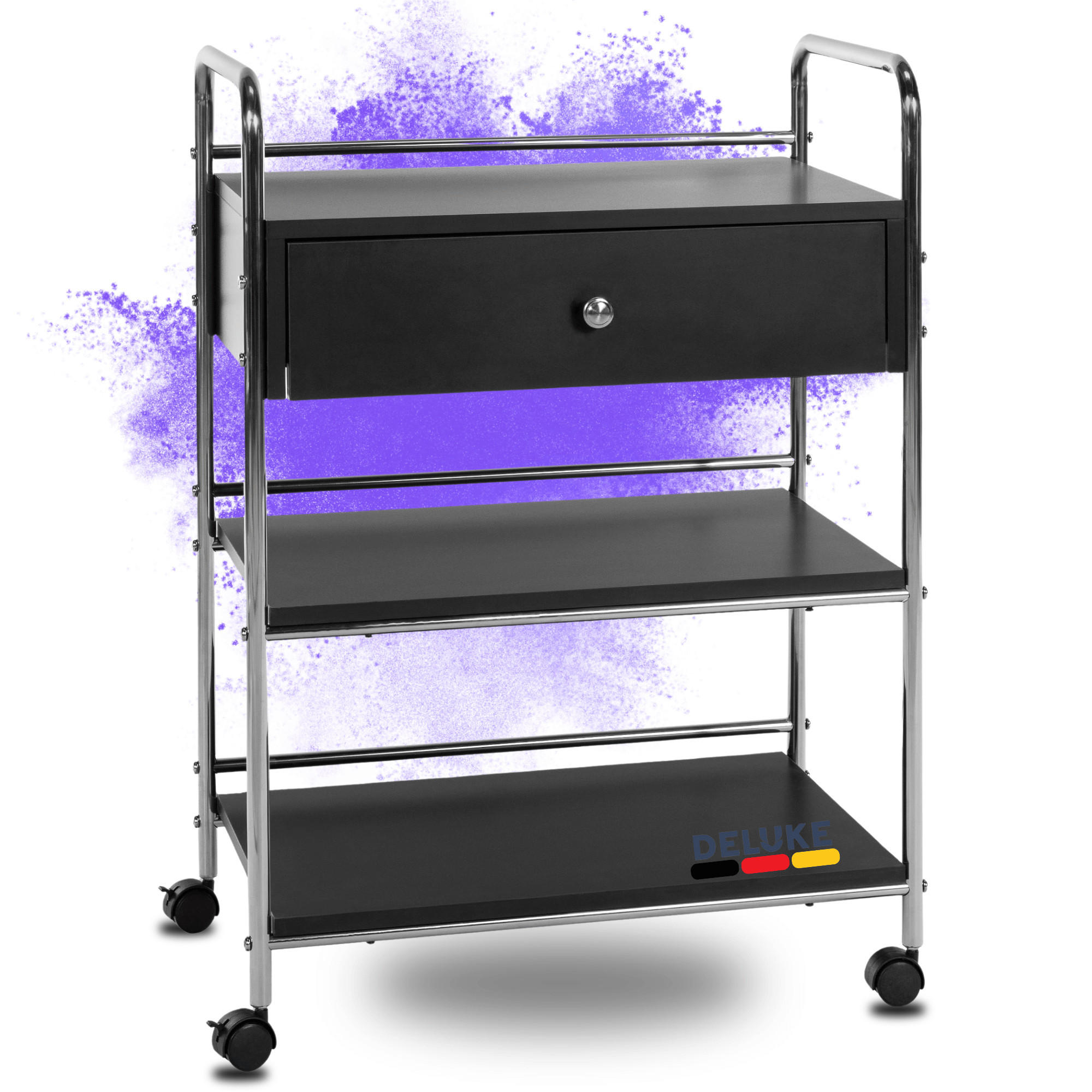 ROLLWAGEN KLIA Schublade & Ablagen Schwarz - Schwarz, Metall (59/82/36cm) - DELUKE