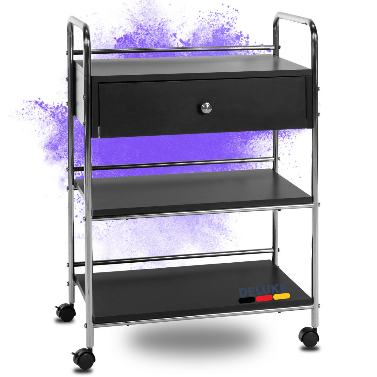 ROLLWAGEN KLIA Schublade & Ablagen Schwarz - Schwarz, Metall (59/82/36cm) - DELUKE