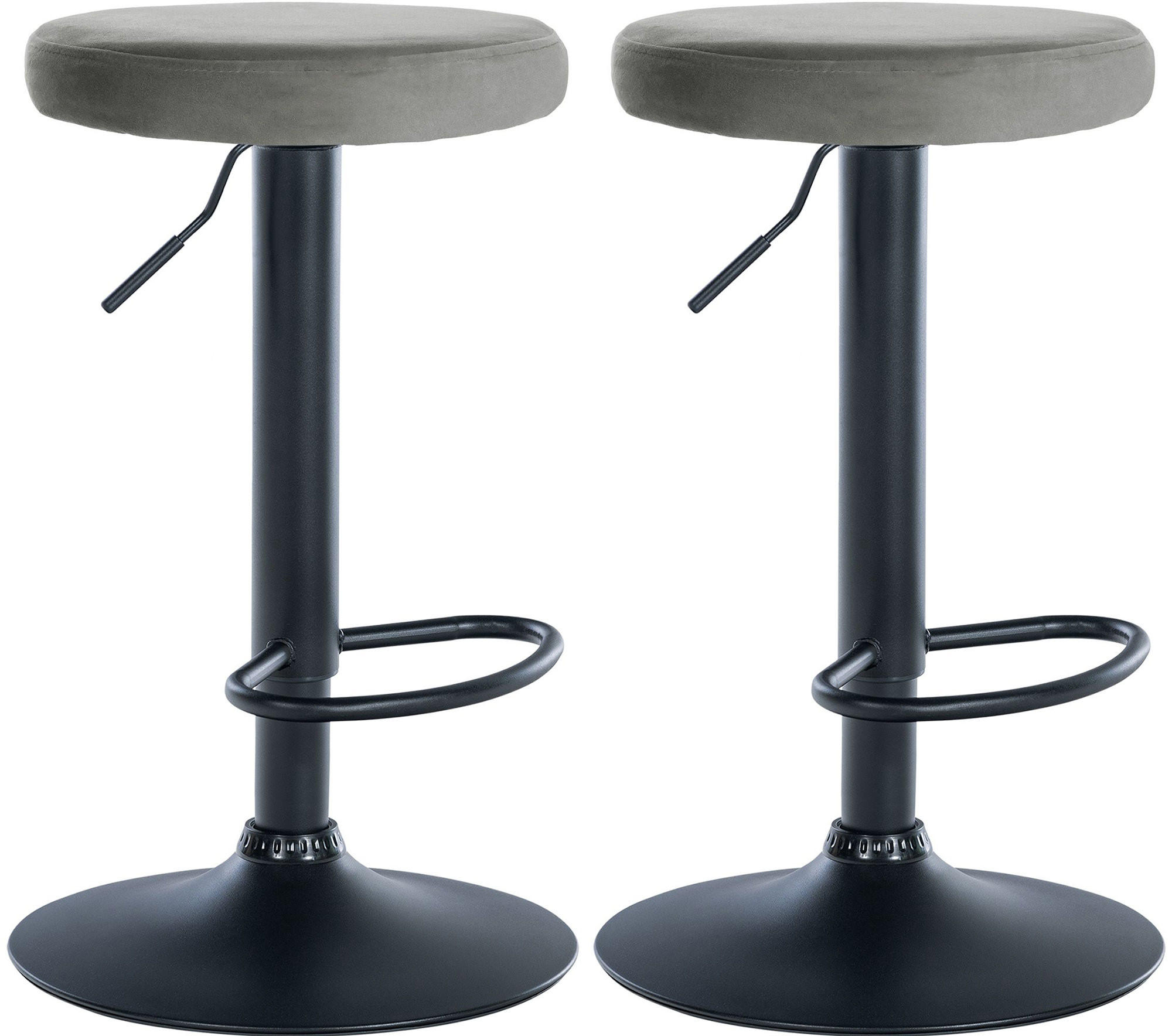 BARHOCKER 2er Set Samt grau - Grau, Textil/Metall (38.5/60/38.5cm) - CLP