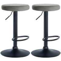 BARHOCKER 2er Set Samt grau - Grau, Textil/Metall (38.5/60/38.5cm) - CLP