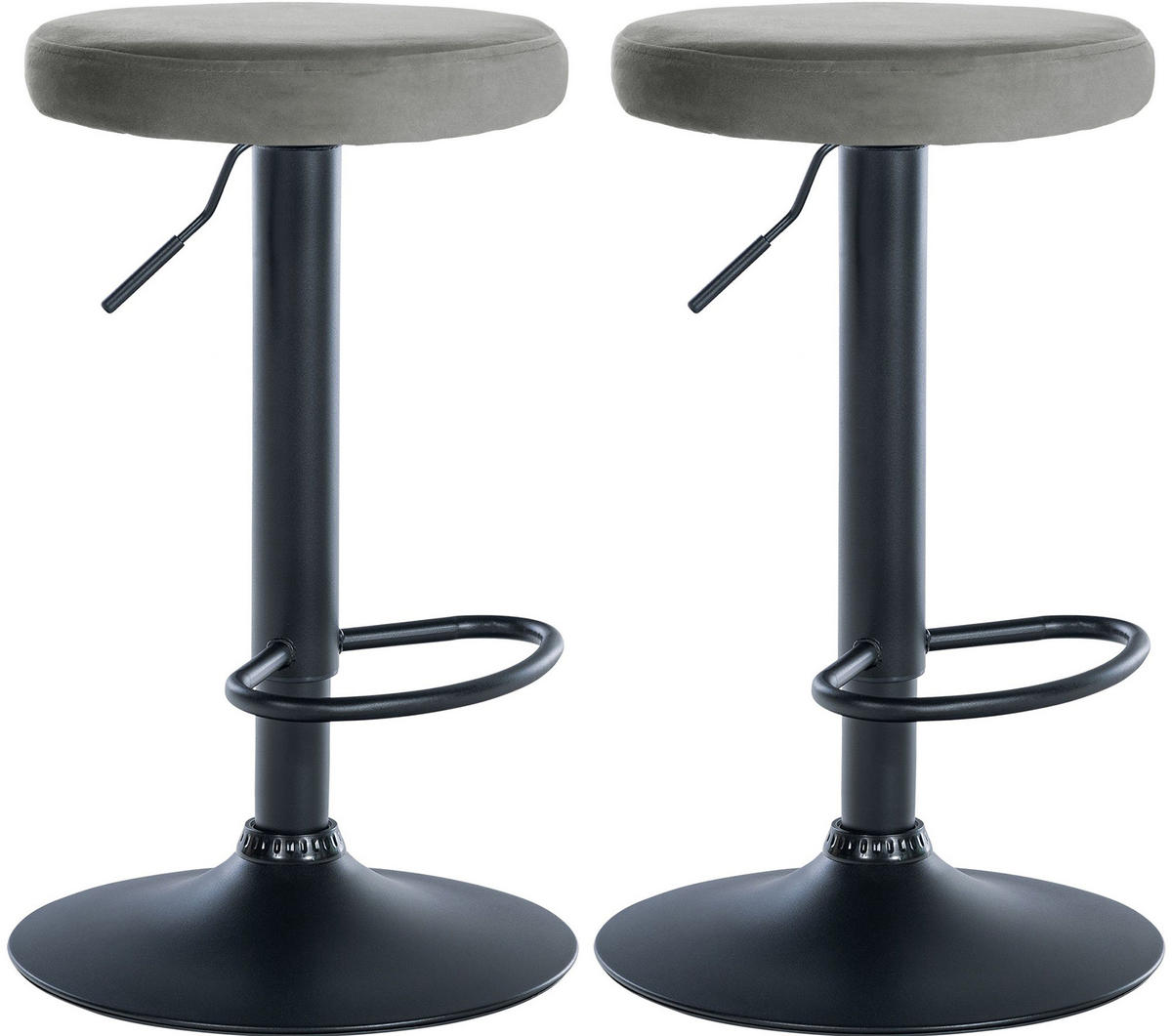 BARHOCKER 2er Set Samt grau - Grau, Textil/Metall (38.5/60/38.5cm) - CLP