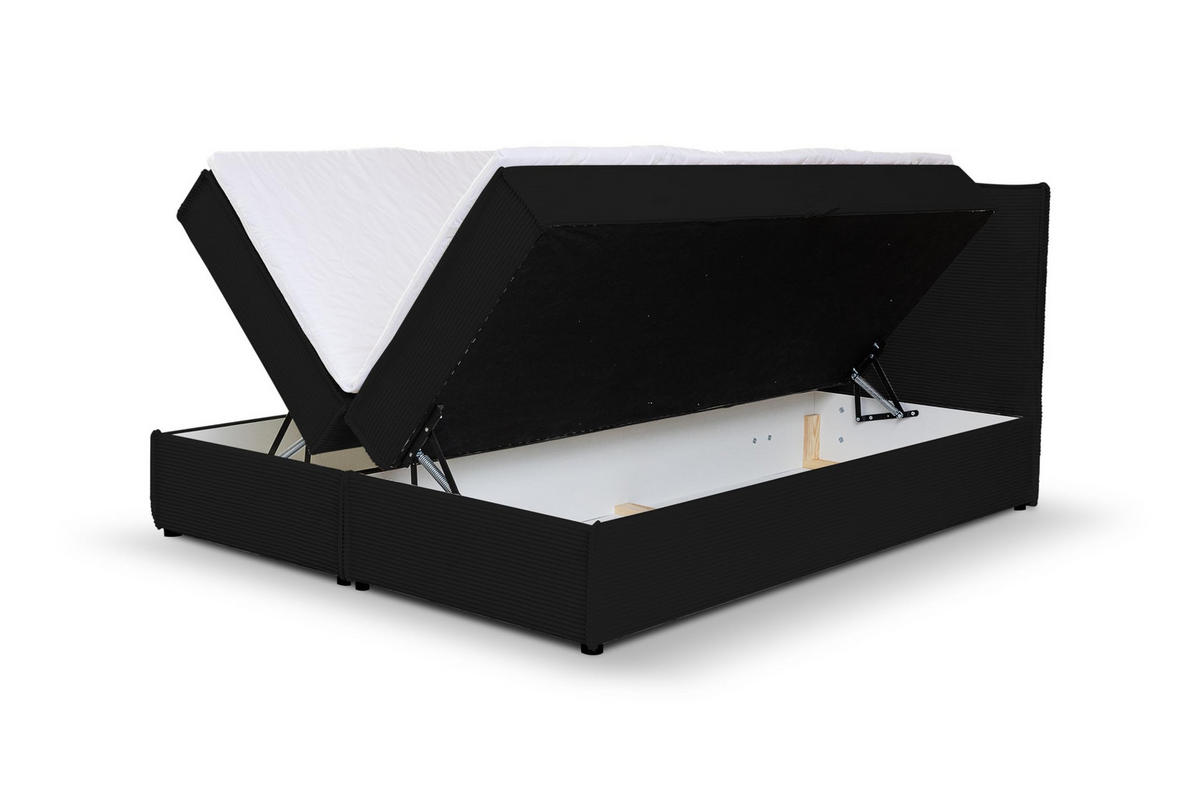 BOXBETT GLORIA mit Bettkästen H2/H3 Matratze 140 x 200 cm - Schwarz, Holzwerkstoff (140/200cm) - VENASI MÖBEL