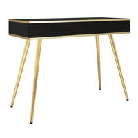 KONSOLENTISCH Schwarz POLO Gerillt Hohe Goldene Beine - Hellbraun/Schwarz, Holzwerkstoff (50/102/80cm) - Sepro Meble