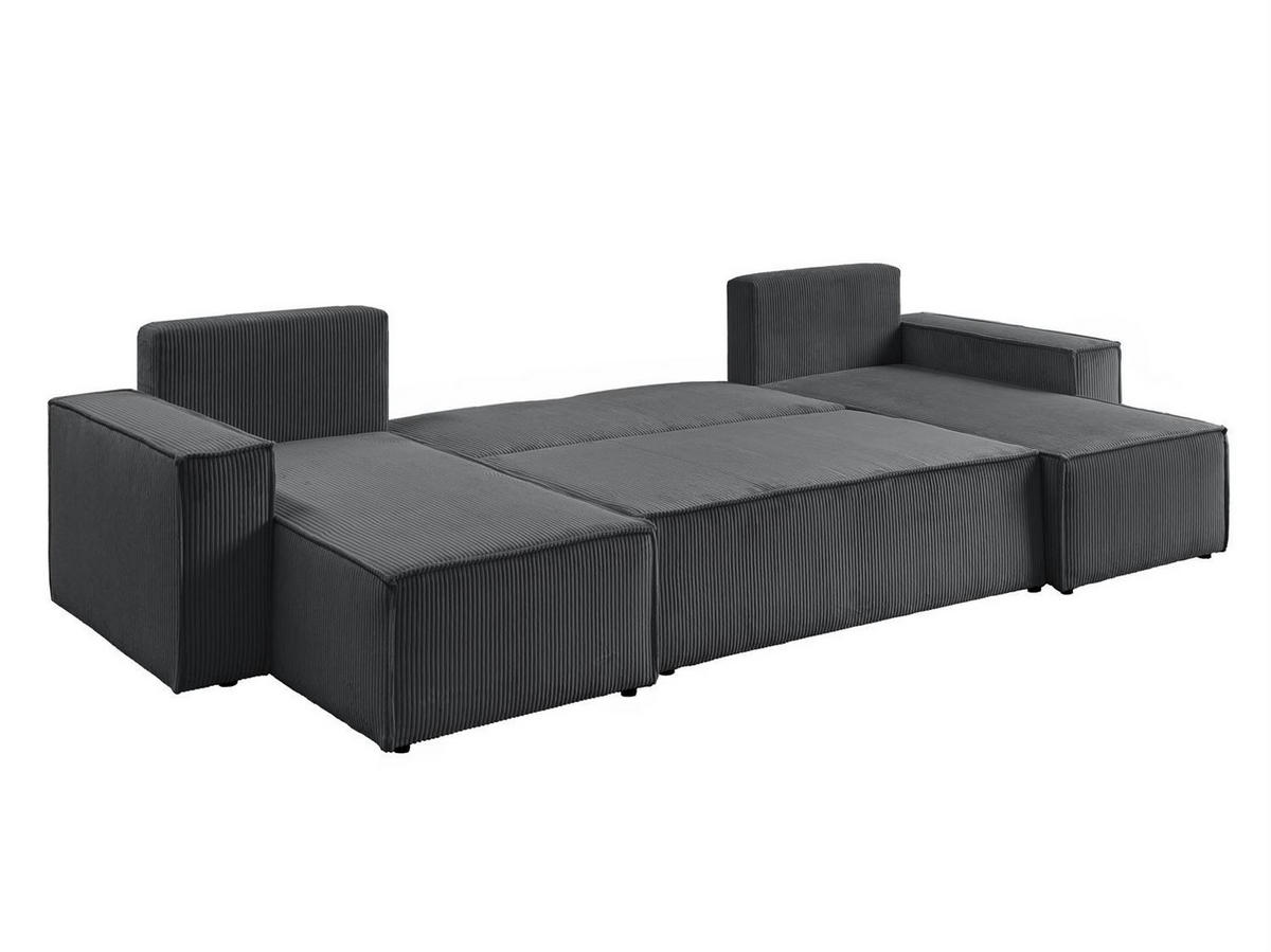 WOHNLANDSCHAFT Gepolstertes CARLO U Cord mit Schlaffunktion und Bettkasten, Poso 34 - Dunkelgrün, Textil (315/83/143cm) - Lookway