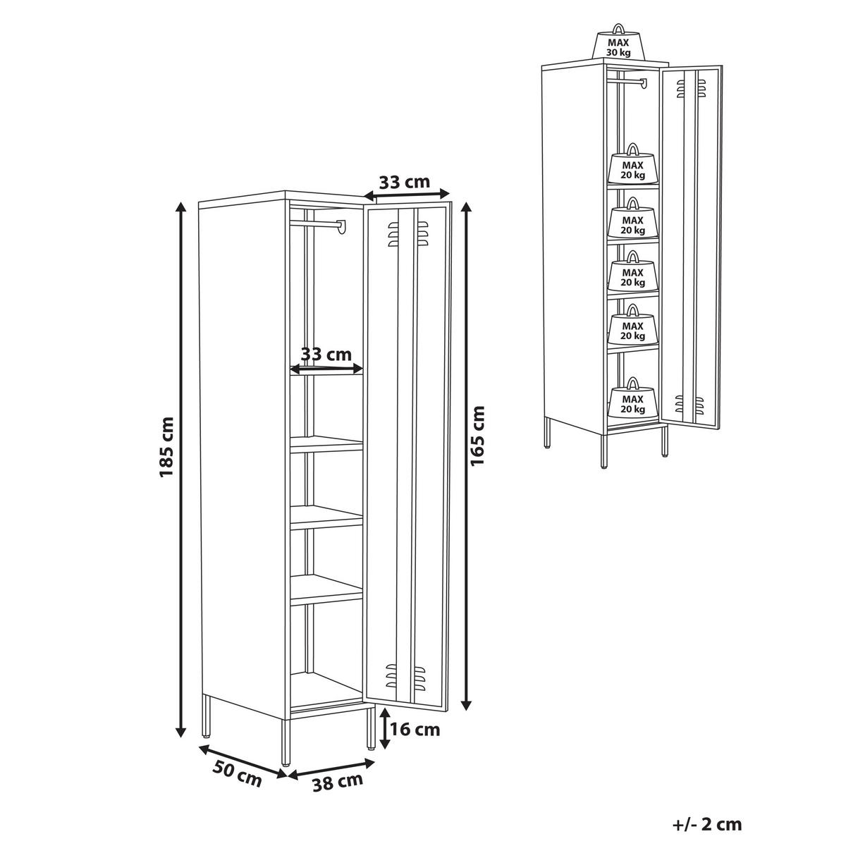 BÜROSCHRANK Metall Mintgrün Frome - Mintgrün/Grün, Metall (38/185/50cm) - Beliani