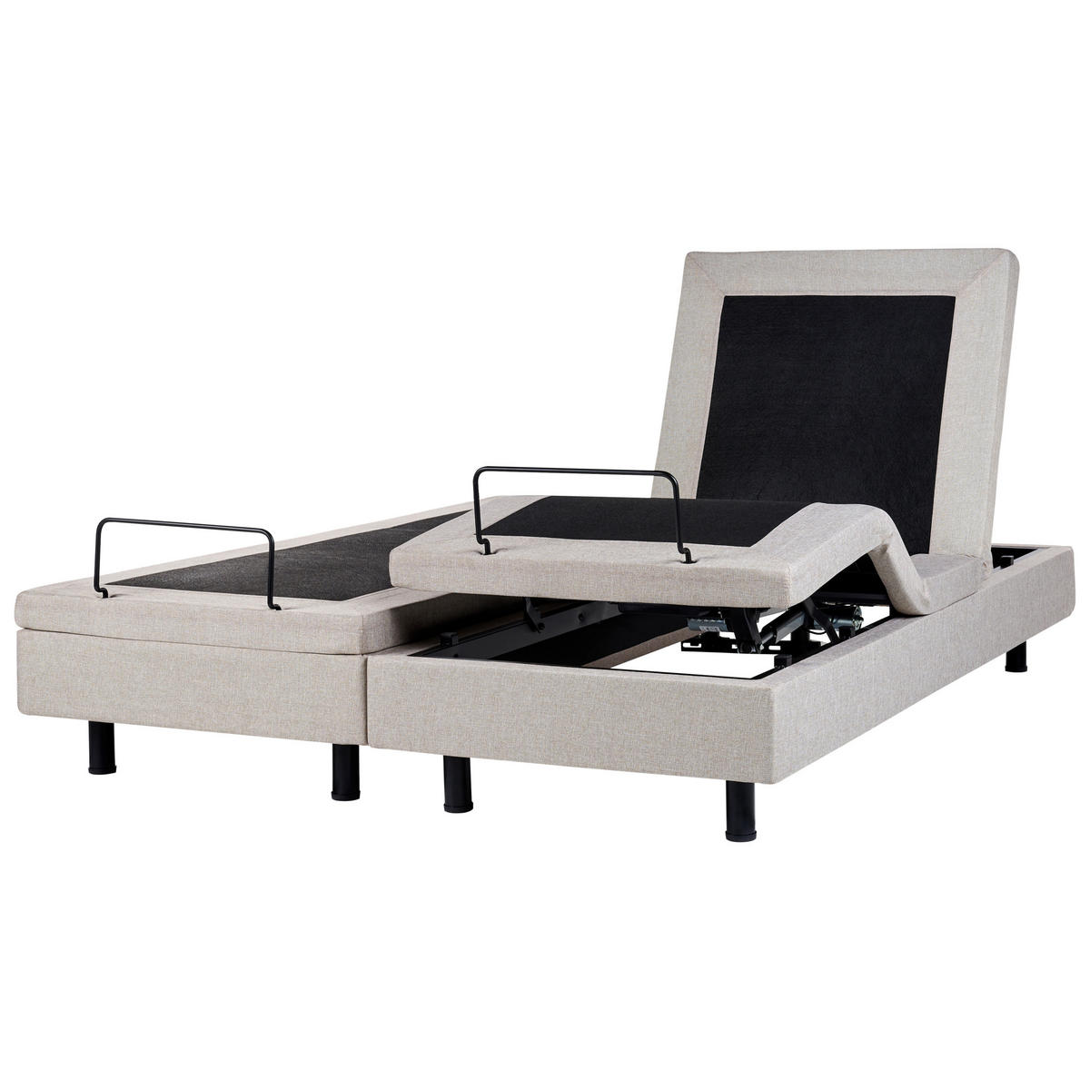 VERSTELLBARESBETT 180/200 cm Beige Duke - Beige/Schwarz, Textil (180/200cm) - Beliani