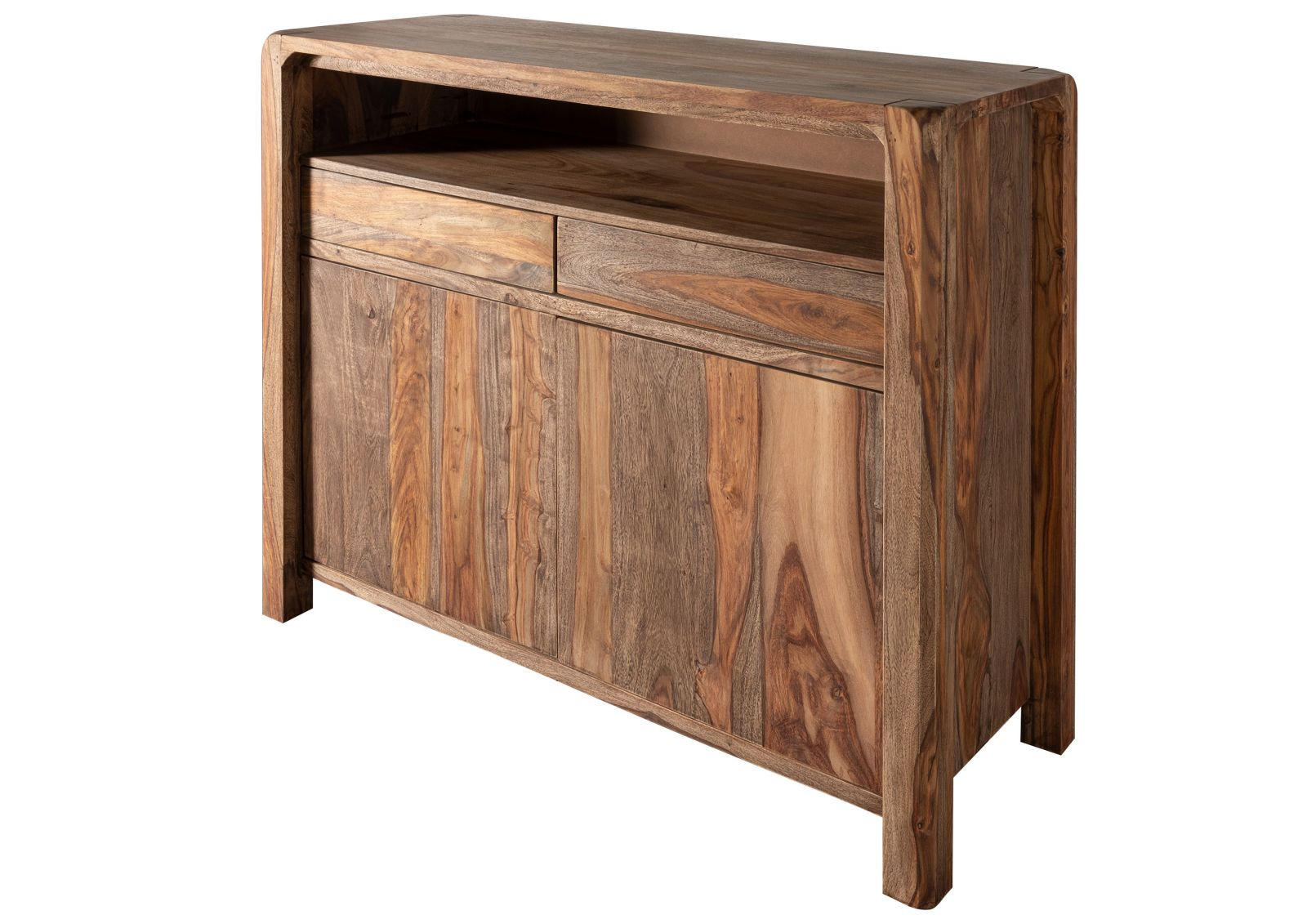 SIDEBOARD Sheesham 120x45x100 grau geölt BUENO #2005 - Grau, Holz (120/100/45cm) - Massivmoebel24