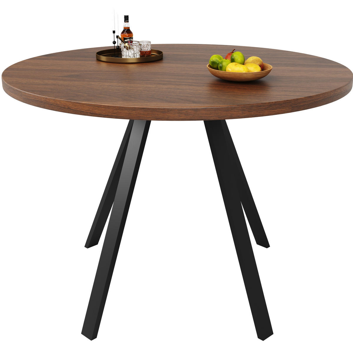 80/75/80 cm Walnussfarben/Schwarz aus MDF und Metall - Walnussfarben/Schwarz, Holzwerkstoff (80/80/75cm) - OKMYHOME