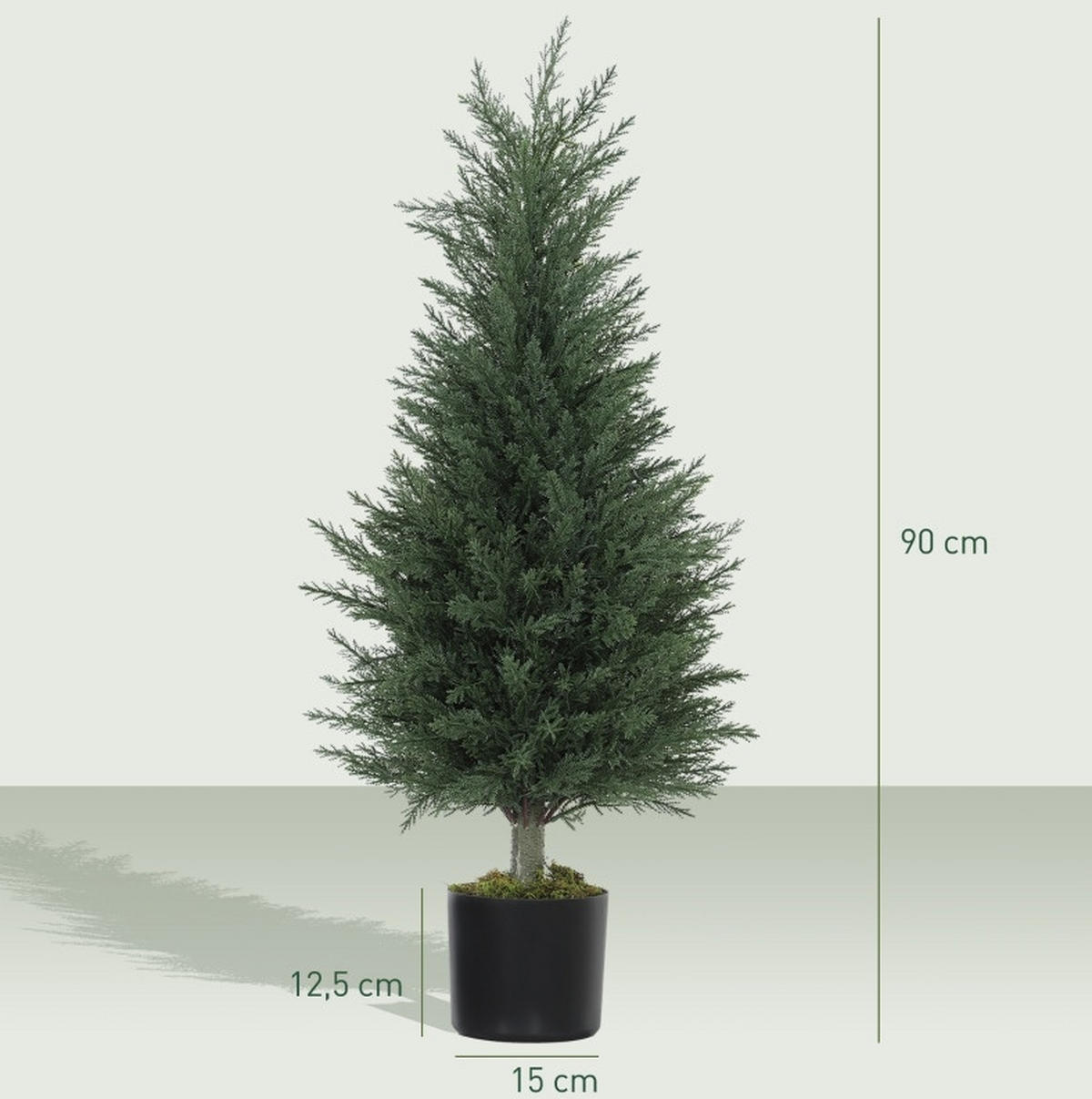 KUNSTPFLANZEN 40/40/90 cm grün aus Polyethylen, UV-beständig - Grün, Kunststoff (90cm) - OKWISH