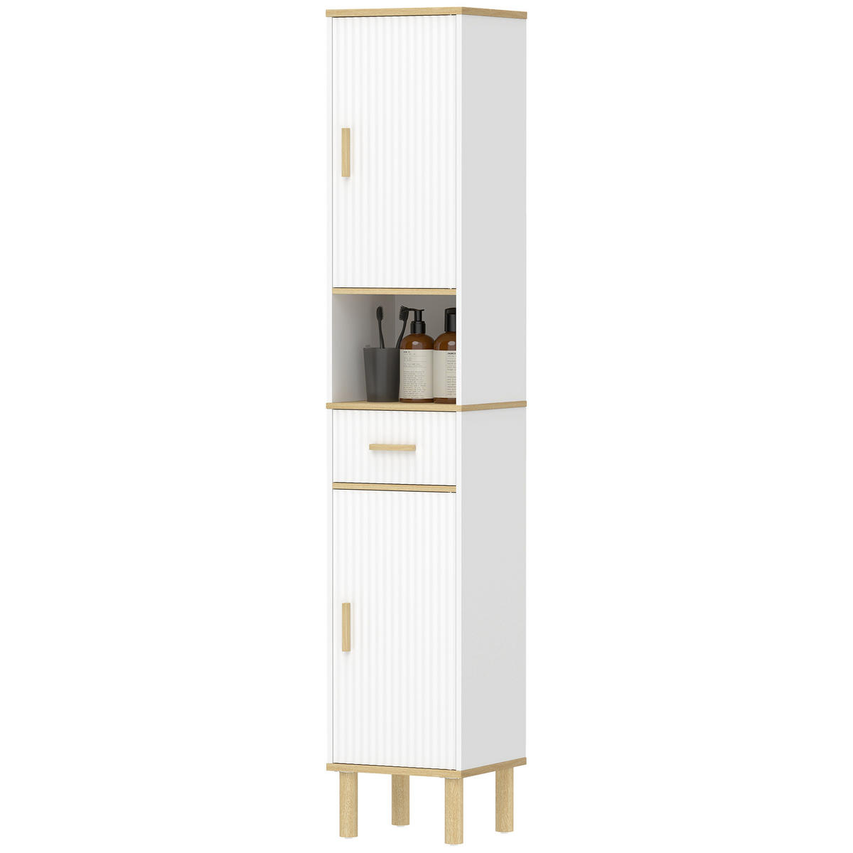 HOCHSCHRANK DE-12545 2 Türen, Schublade, offenes Fach, Weiß - Weiß, Holzwerkstoff (29.7/171.5/31.5cm) - ComfortXL