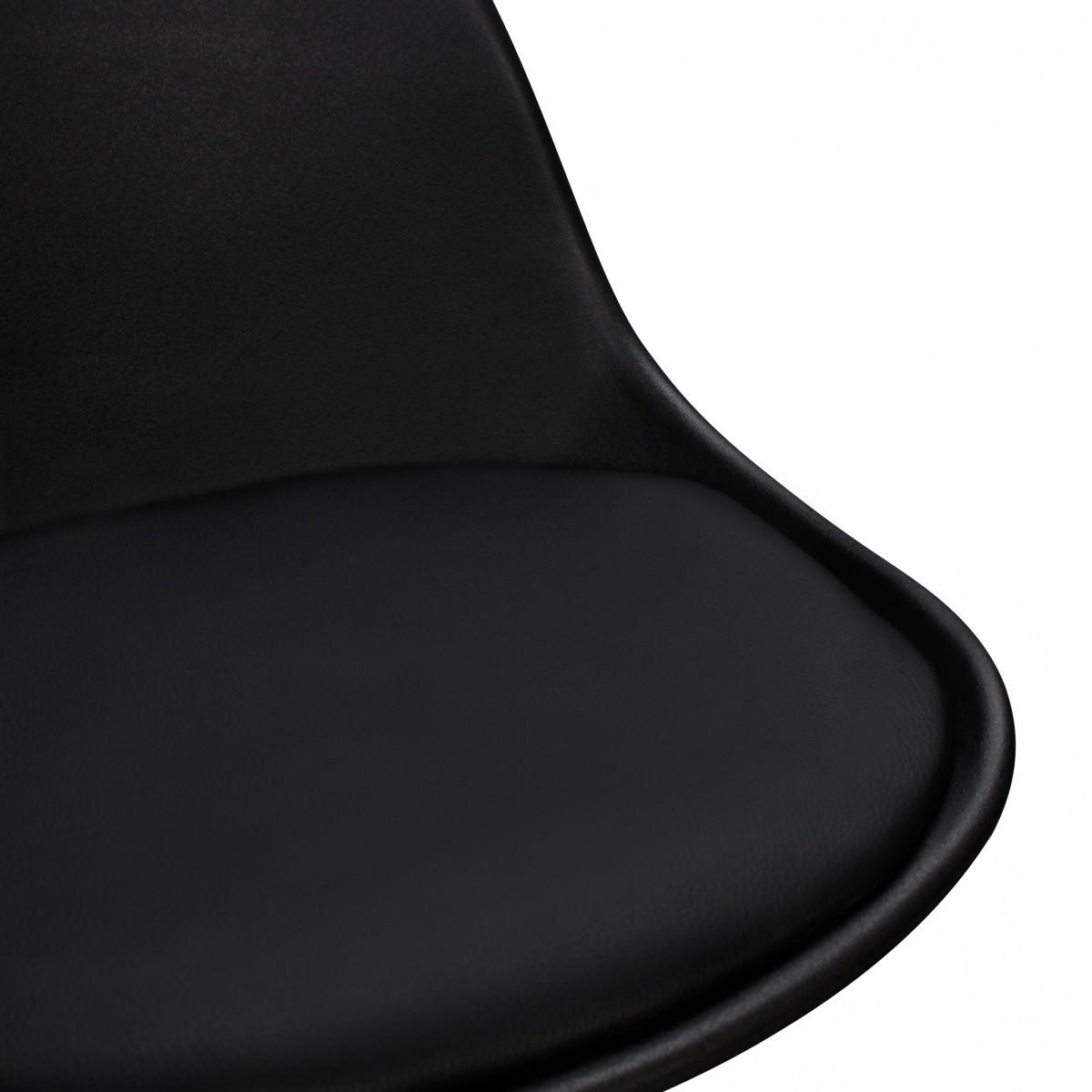 BARHOCKER Lederoptik Verchromt Drehbar BERN, Schwarz 40x40x104 cm - Silberfarben/Schwarz, Kunststoff/Textil (40/104/40cm) - KADIMA DESIGN